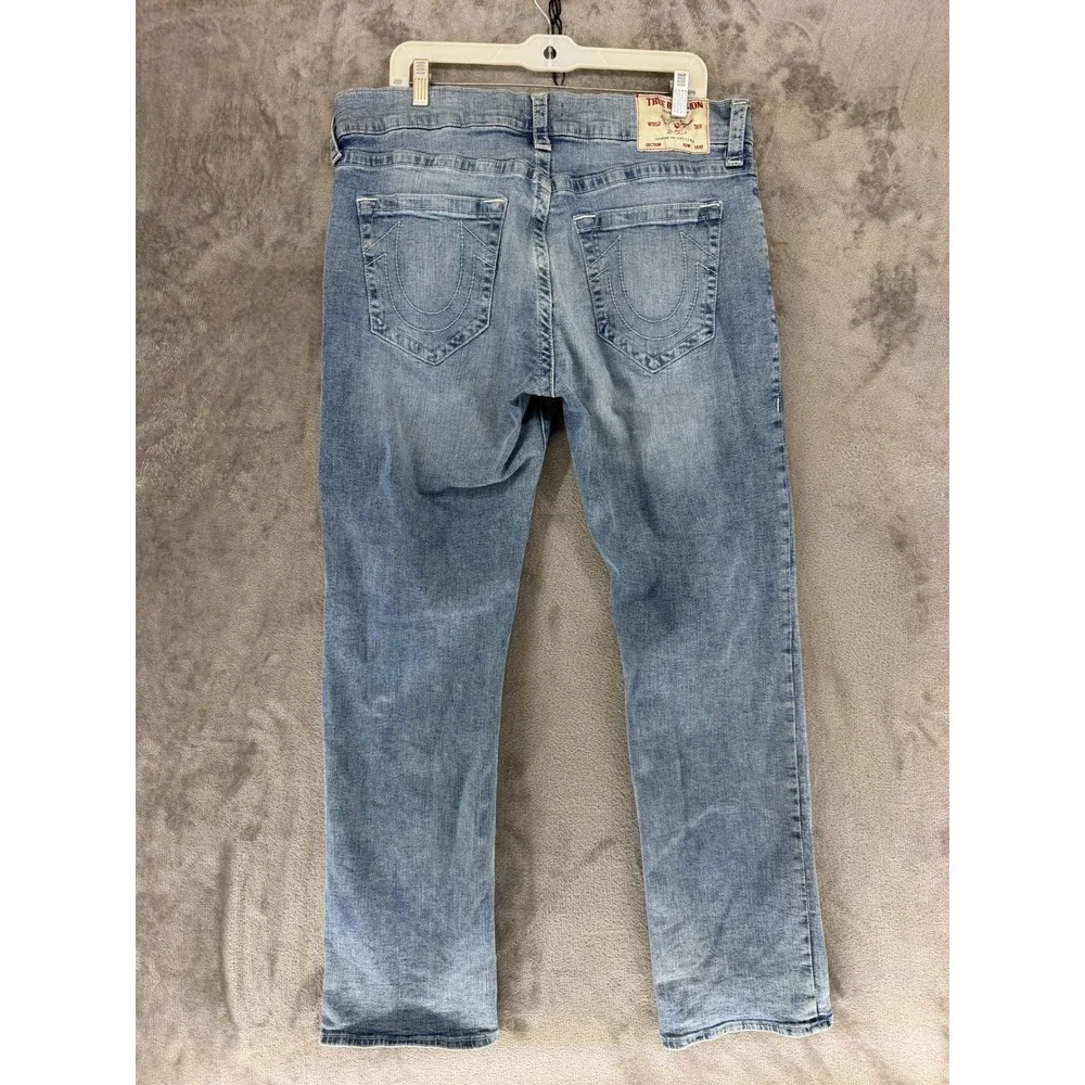 True Religion Jeans Mens 36 Ricky Relaxed Straight Light Blue EUC